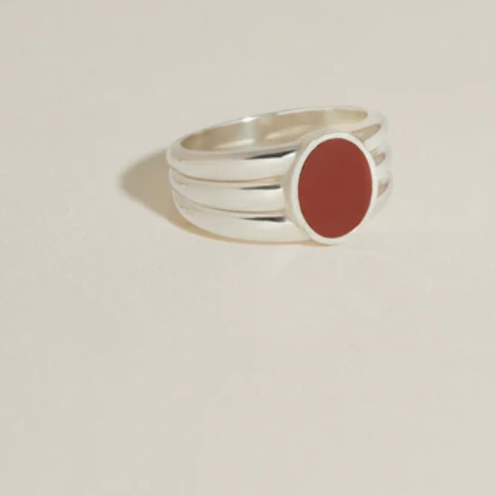 J. Hannah Stacked Inlay Signet
(Red Jasper)